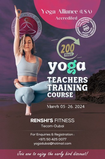 Yoga Alliance USA Accredited - 200 Hrs Yoga Teachers Training in Dubai (March 05 - 26)