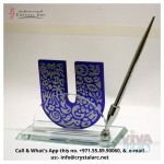 Crystal Customised Brand Logo With Pen Stand