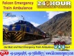 Falcon Emergency Train Ambulance from Patna to Delhi with world-class ICU facilities