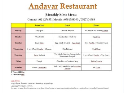 South Indian Food - Monthly Mess Available