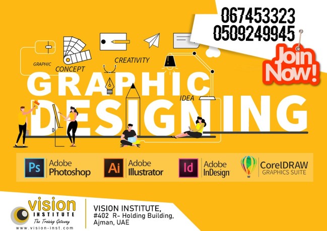 Graphic Designing Courses at Vision Institute. Tel 0509249945