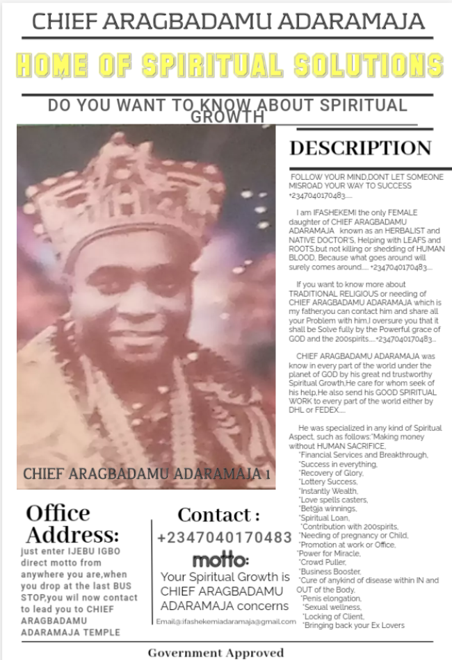 The best powerful spiritual juju herbalist in Nigeria  +2347040170483