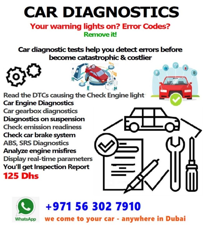Remove warning engine lights and error codes - car diagnose anywhere in Dubai