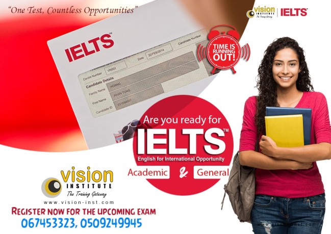 IELTS CLASSES AT VISION NSTITUTE. CALL 0509249945