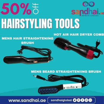 50% Off on Hairstyling tools -(Mens Hair Straightening Hair Brush, Mens Beard straightening Brush,Hair dryer)