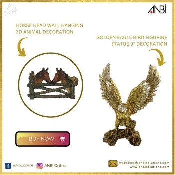 Golden Eagle Bird Figurine Statue 9″ Room Decor Decoration Collectible Gift