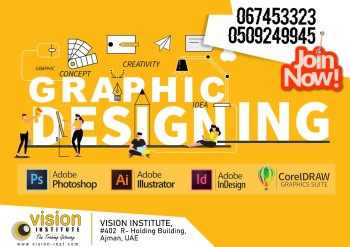 Graphic Designing Classes at Vision Institute. Call 0509249945