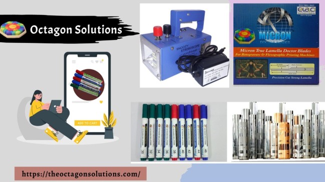 Octagon Solutions - Micron Doctor Blades -  ink mixing roller - Dyne Check Pen, stroboscope