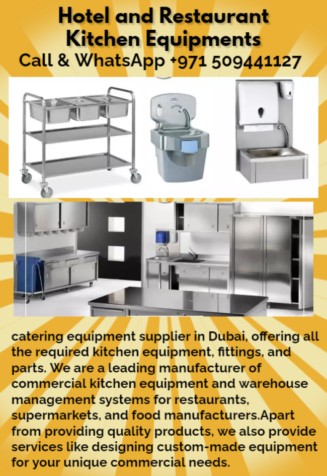  HOTEL AND RESTAURANT KITCHEN EQUIPMENTS, PRICE AED 1/-
