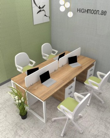 Office Furniture Dubai | Apple 4 Person Workstation | Highmoon Furniture 