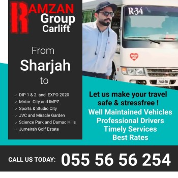 Sharjah to DIP Motor city Carlift Pick drop Transport service