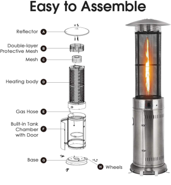 Round gas patio heater brown and stainless steel available  for sale