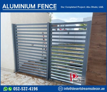 Fabrication and Installing Aluminum Fence, Door, Slatted Panels in Uae.