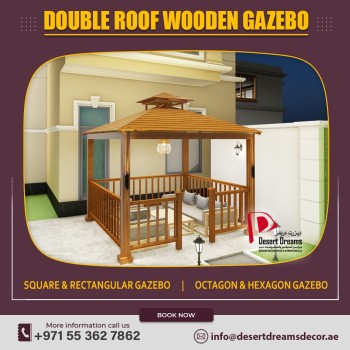 Top Quality Wooden Gazebo in Uae | Gazebo with Sides Railing in Uae.