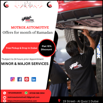 Motrox Automotive is offering discount on MINOR and MAJOR services during month of Ramadan