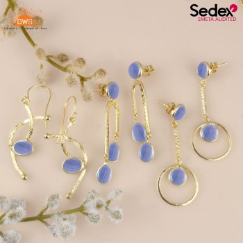 Exquisite Blue Lace Agate Earrings Set for Women