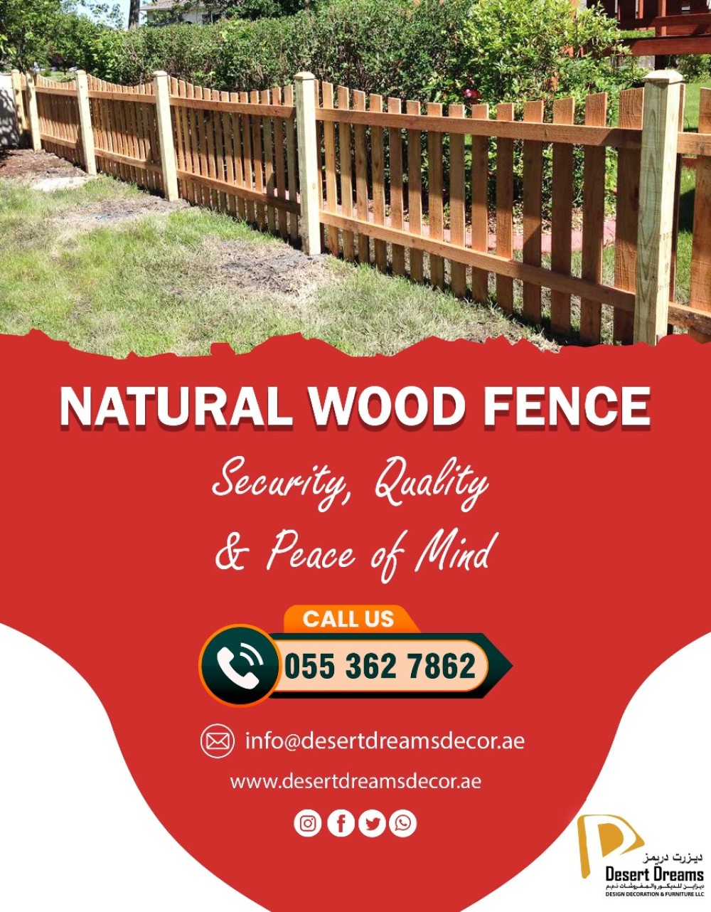 White Picket Fence Dubai | Free Standing Fences | Natural Wood Fence Uae.