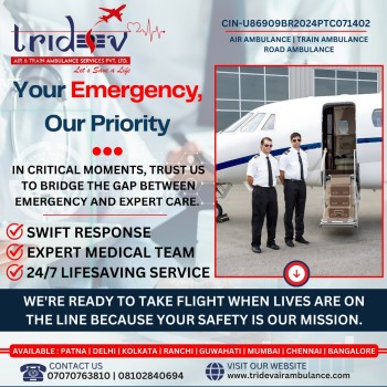 Avail Of the Tridev Air Ambulance Services in Delhi for Patients