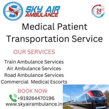 Sky Train Ambulance in Varanasi providing service for medical.