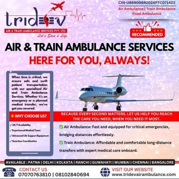 Emergency Air Ambulance Services Available by Tridev Air Ambulance Services in Delhi 