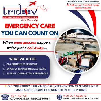 Tridev Air Ambulance Services in Patna | 24/7 Emergency Medical Transport