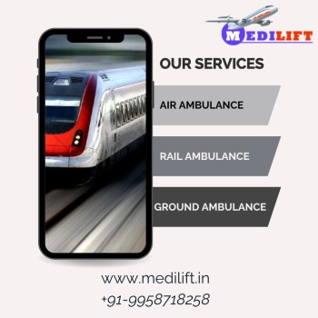 The Medilift Train Ambulance Service in Kolkata provides the highest medical benefits