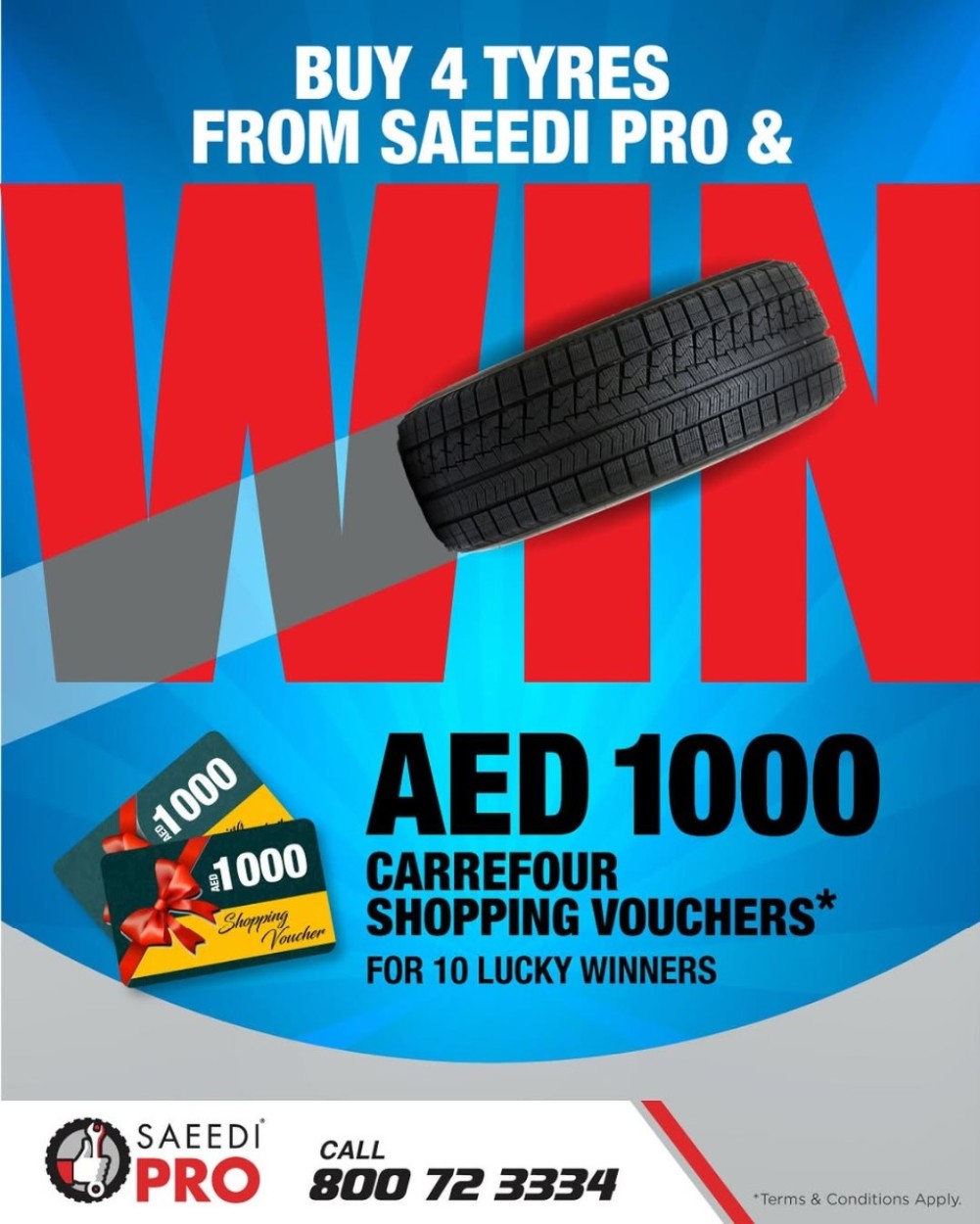 Buy 4 Tyres & Win Carrefour Vouchers worth AED 1,000!