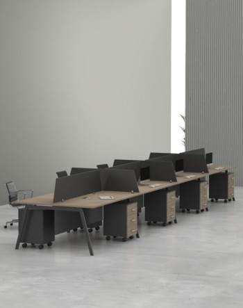 Orange 8 Cluster Workstation for Full Office Setup in Dubai