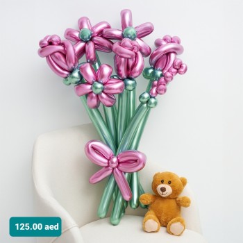 air inflated flower bokeh balloons shiny pink-shiny green2