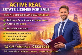 Active Real Estate Trade License For SaLe 
