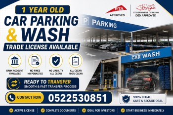 1 YEAR OLD CAR WASH TRADE LICENSE AVAILABLE FOR SALE IN DUBAI 