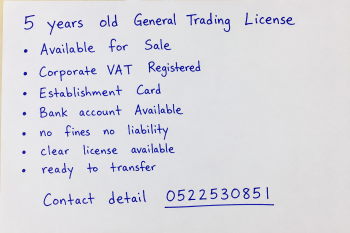 5 YEARS OLD ACTIVE GENERAL TRADING LICENSE AVAILABLE FOR SALE 