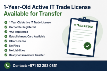 1 YEAR OLD ACTIVE IT TRADE LICENSE AVAILABLE FOR SALE - DUBAI 