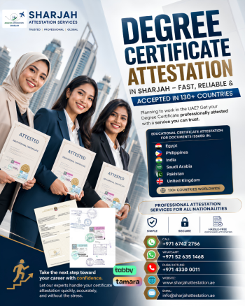Professional Degree Certificate Attestation in Sharjah for 130+ Countries