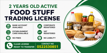 2 YEARS OLD ACTIVE FOOD STUFF TRADING LICENSE AVAILABLE FOR SALE - DUBAI 