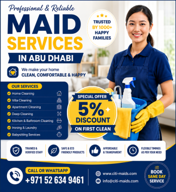 Maid Services Reem Island Abu Dhabi - Professional Home Maid Cleaning Services