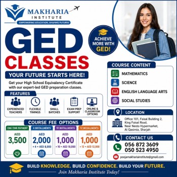 GED Online & On-Site Classes Makharia Sharjah Call 0568723609