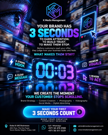 The First 3 Seconds PNG Make Your First 3 Seconds Count: Premium Visuals & Brand Retainer - K Media Management Dubai